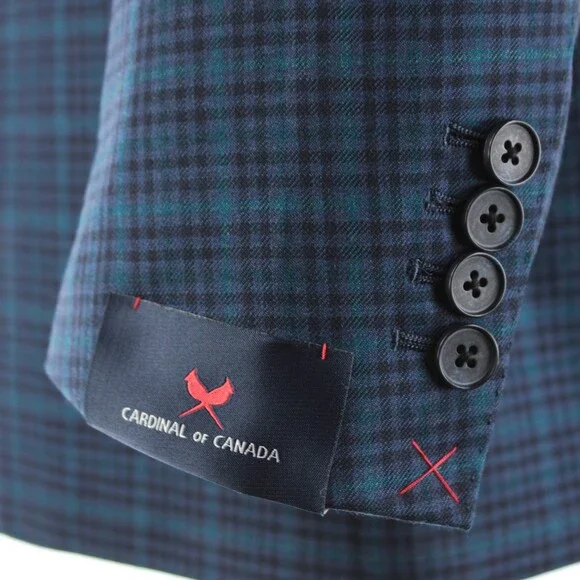Cardinal of Canada NWT 100% Wool Sport Coat Size 44R US In Blues w/ Teal Plaid